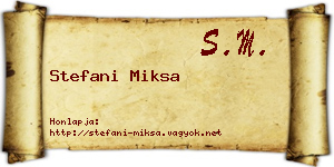 Stefani Miksa névjegykártya